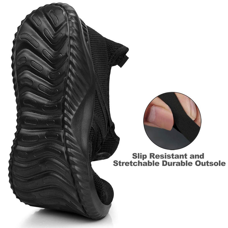 Feethit Womens Slip On Running Shoes Non Slip Walking Shoes Lightweight Gym Workout Shoes Breathable Fashion Sneakers All Black Size 7.5 - Image 3